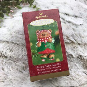 [Hallmark] Skating Sugar Bear Bell Christmas Tree Ornament 2001 Ice Skates
